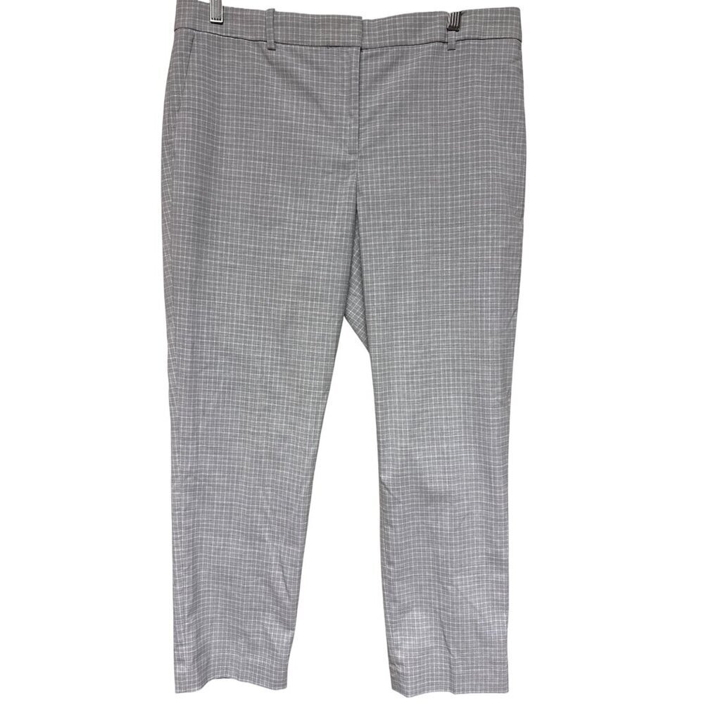 Ann Taylor Women's Pants Trouser Ankle Graph Check Grey Office Wear Size 12